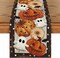 Jack-O'-Lantern Pumpkin Ghost Spider Web Halloween Table Runner - Black Beige